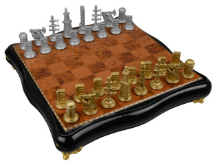 Шахматы Нефтяные (коричневый, черный, золотистый, серебристый)