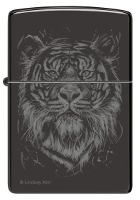 Зажигалка ZIPPO Big Cat с покрытием High Polish Black, латунь/сталь, черная, глянцевая, 38x13x57 мм