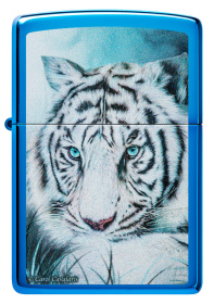 Зажигалка ZIPPO White Tiger с покрытием High Polish Blue, латунь/сталь, синяя, 38x13x57 мм