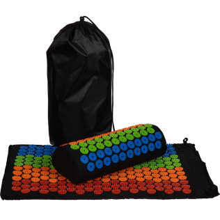 Массажный аккупунктурный коврик с валиком Iglu, разноцветный