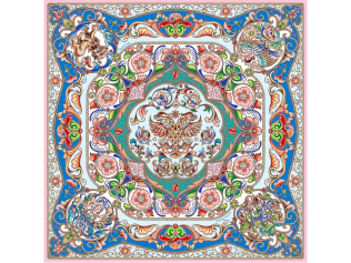 Платок Шедевры русских эмальеров (синий, зеленый, красный, разноцветный)