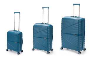 Набор из 3-х чемоданов TORBER Nevo, синий, полипропилен