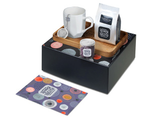 Подарочный набор Re:y. Hearth  с кружкой, подносом и чаем (белый)