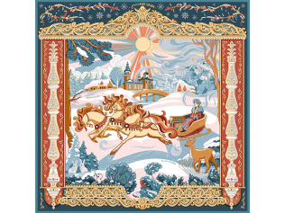 Платок Русская зима (разноцветный, синий)