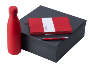Подарочный набор с блокнотом С3, металлической ручкой и термобутылкой, красный