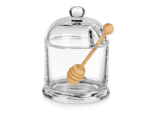 Стеклянная емкость для меда с ложкой Vira (прозрачный, натуральный)