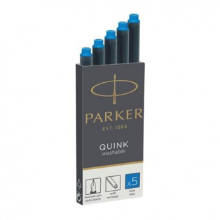 Картридж с чернилами для перьевой ручки Parker Quink, Washable Blue, упаковка из 5 шт.