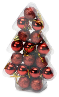 Набор новогодних шаров в футляре-елочке (красный)