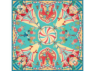 Платок Русская неваляшка. Праздник (бежевый, бирюзовый, красный, разноцветный)