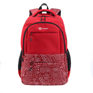 Рюкзак TORBER CLASS X, красный с орнаментом, полиэстер 900D, 45 x 30 x 18 см