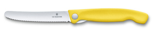 Нож для овощей VICTORINOX SwissClassic, складной, лезвие 11 см с волнистой заточкой, жёлтый