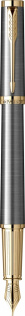 Перьевая ручка Parker Ingenuity Grey Core GT, перо: F (2 картриджа black и blue) в подарочной коробке