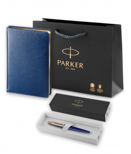 Подарочный набор:Parker Jotter K160, цвет: Blue/GT, стержень: M, цвет чернил: blue и Ежедневник синий недатированный