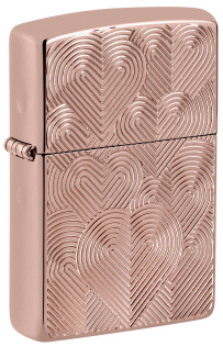 Зажигалка ZIPPO Armor® Hearts с покрытием Rose Gold, латунь/сталь, розовое золото, 38x13x57 мм