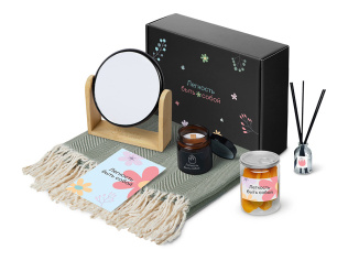 Подарочный набор Re:f. Shelter  с пледом, зеркалом, свечой и диффузором (темно-зеленый)