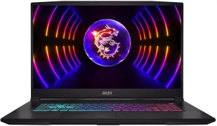 Ноутбук игровой MSI Katana 17 B13UCX-1428XRU 17.3", IPS, Intel Core i5 13420H 2.1ГГц, 8-ядерный, 16ГБ DDR5, 512ГБ SSD,  NVIDIA GeForce  RTX 2050 - 4 ГБ, без операционной системы, черный [9s7-17l541-1428]