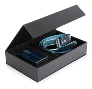 Набор подарочный мужской Piquadro Blue Square, кожа натуральная, синий  [cubox15b2r/blu2]