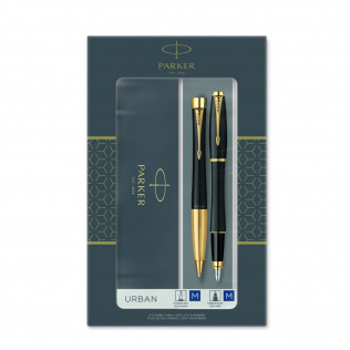 Подарочный набор из 2-х ручек Parker URBAN Matte black GT перьевая+шариковая ручки
