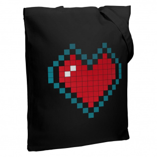 Холщовая сумка Pixel Heart, черная
