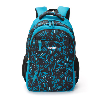 Рюкзак TORBER CLASS X, голубой с орнаментом, полиэстер, 45 x 30 x 18 см