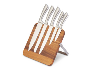 Набор ножей на магнитной подставке Терон (натуральный, серебристый)