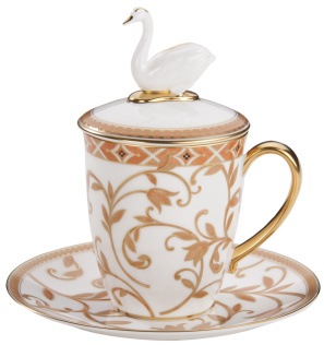 Чайная пара Swan с терракотовым орнаментом