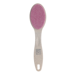 Терка Dewal Beauty педикюрная керамическая с ручкой из пшеничной соломы, двусторонняя, 21 см