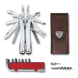 Мультитул VICTORINOX SwissTool Spirit X Plus, 105 мм, 35 функций, в кожаном чехле