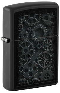 Зажигалка ZIPPO Steampunk с покрытием Black Matte, латунь/сталь, черная, матовая, 38x13x57 мм