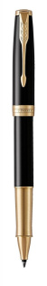 Ручка роллер Parker Sonnet , Lacquer Deep Black GT, стержень: F, цвет чернил: black, в подарочной упаковке