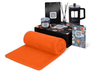 Подарочный набор Re:y. Vive с пледом, френч-прессом и кофе (оранжевый)