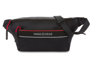 Сумка на пояс SWISSGEAR, черная, полиэстер с плетением рип-стоп, 38 x 5 x 15 см
