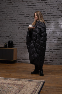 4441317 Дорожный плед-пончо пуховый Travel Cape Plaid Grass  Black 130х170