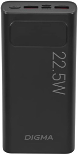 Внешний аккумулятор (Power Bank) Digma DGPF20A,  20000мAч,  черный [dgpf20a22pbk]
