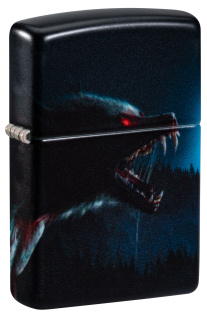 Зажигалка ZIPPO Horror Wolf с покрытием 540 Matte, латунь/сталь, черная, 38x13x57 мм
