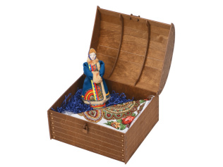 Подарочный набор Ксения: кукла, платок (синий, разноцветный)