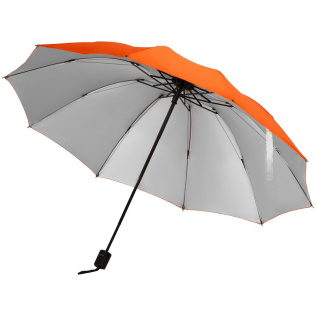 Зонт наоборот складной Stardome, оранжевый с серебристым