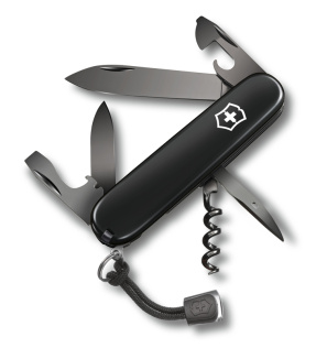 Нож перочинный VICTORINOX Spartan Onyx Black, 91 мм, 12 функций, чёрный, со шнурком в комплекте