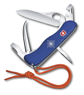 Нож перочинный VICTORINOX Skipper Pro, 111 мм, 12 функций, с фиксатором лезвия, со шнурком, синий