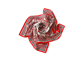 Платок Мезенская роспись (красный, белый, разноцветный)