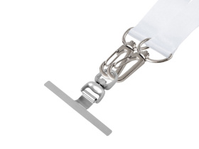 Ланъярд 2 см под сублимацию с 2-мя трендовыми карабинами и металлическим держателем для телефона, серебристый