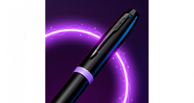 Шариковая ручка Parker IM Vibrant Rings Flame Amethyst Purple, стержень: Mblue, в подарочной упаковке.