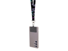 Ланъярд 2,5 см под сублимацию с трендовым карабином, замком обрыва и большим держателем для телефона из ПЭ
