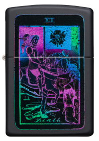 Зажигалка ZIPPO Tarot Card с покрытием Black Matte, латунь/сталь, чёрная, матовая, 38x13x57 мм