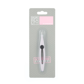 Пинцет Dewal Beauty косметический с силиконовой вставкой, скошенный, 9,5 см