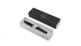 Ручка-роллер Parker IM Vibrant Rings Flame Amethyst Purple, стержень:Fblk, в подарочной упаковке.