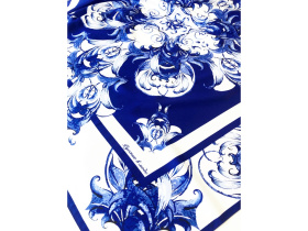 Набор: платок Гжель и свеча Птица счастья (синий, голубой, белый)