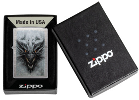 Зажигалка ZIPPO Dragon Design с покрытием Linen Weave, латунь/сталь, серебристая, 38x13x57 мм