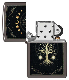 Зажигалка ZIPPO Mystic Nature Design с покрытием Black Ice®, латунь/сталь, черная, 38x13x57 мм