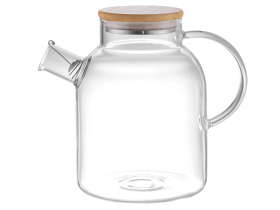 Стеклянный чайник с бамбуковой крышкой Sencha M (прозрачный)